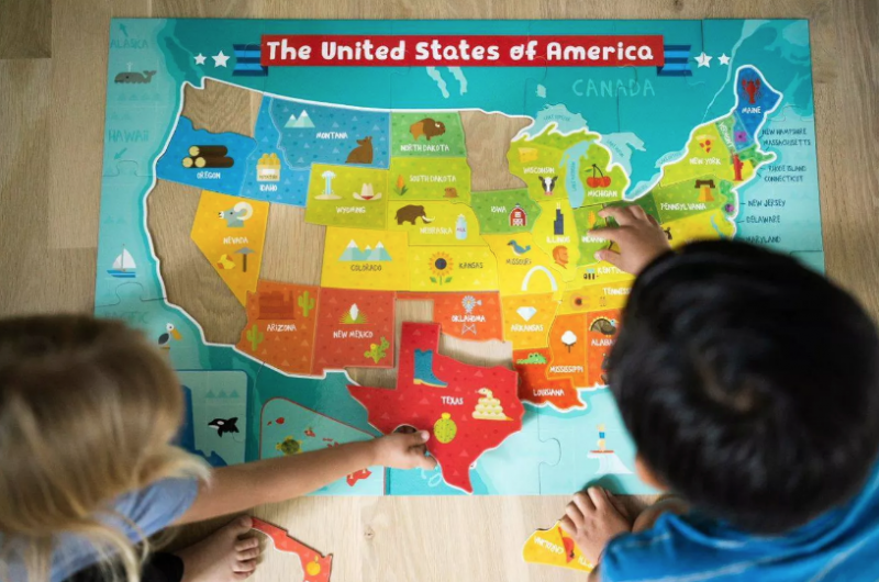 USA Map 50 Piece Jigsaw Floor Puzzle