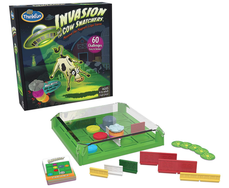 Think Fun Invasion of The Cow Snatchers STEM Toy and Logic Game for Boys and Girls Age 6 and Up - A Magnet Maze Logic Puzzle