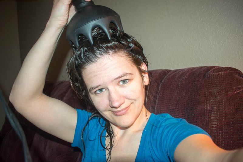 Curly girl method routine diffusing