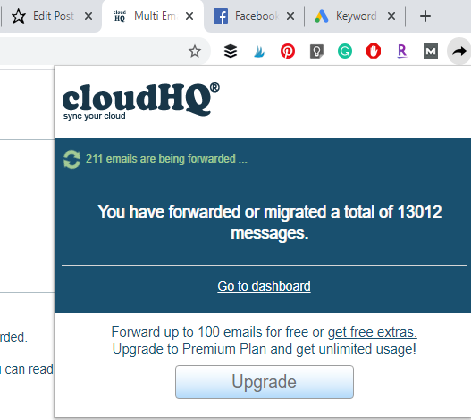 Cloud HQ multi email forward to solve google free storage full problem