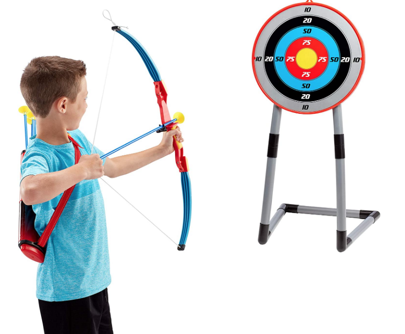 NSG Deluxe Bow and Arrow Set for Kids - Toy Archery Bow with Large Freestanding Target, Suction Cup Arrows, and Quiver