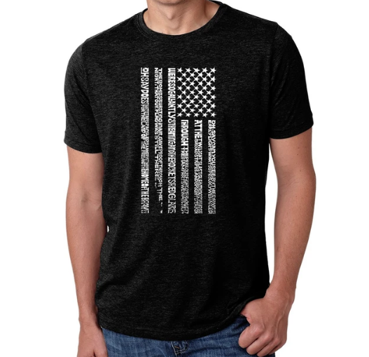 LA Pop Art Men's Premium Blend Word Art T-shirt - National Anthem Flag