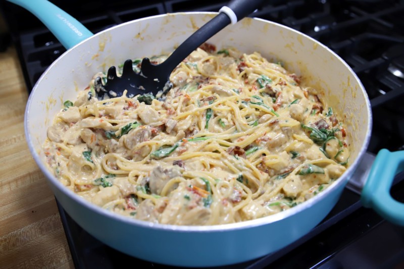 one pot chicken bacon mushroom Florentine