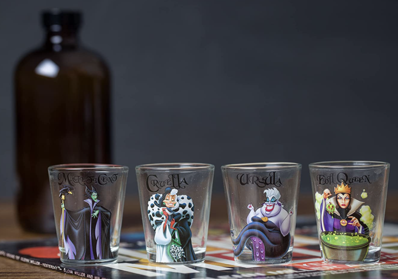 Silver Buffalo Disney Villains Mini Glass Set, 4 Count 
