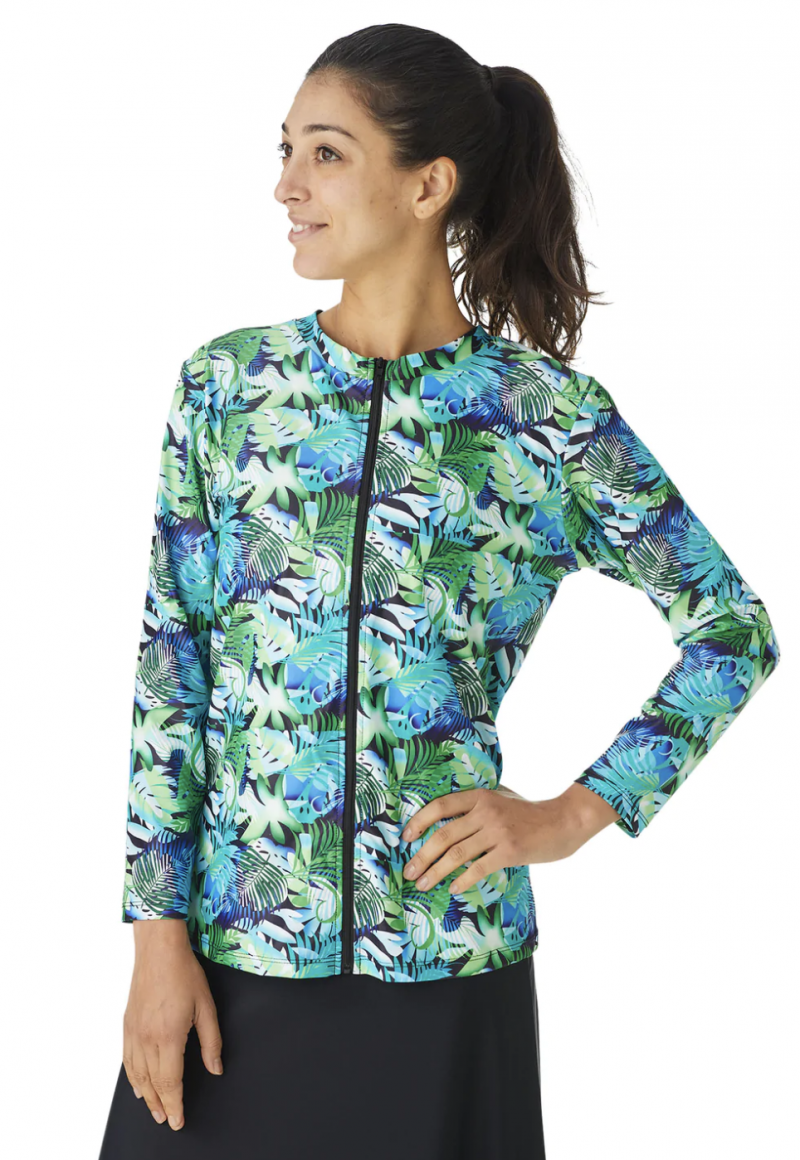 Tropicana zip thru 3/4 swim top