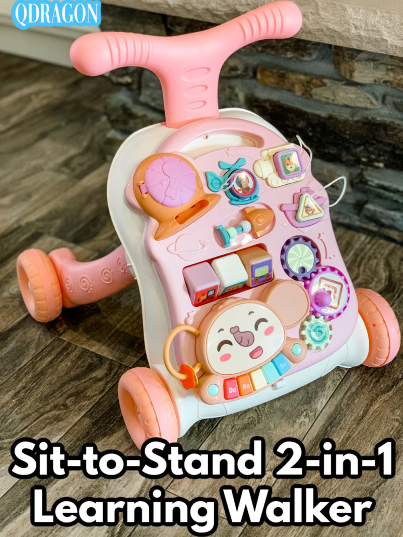 QDRAGON Sit-to-Stand Learning Walker, 2 in 1 Baby Walker