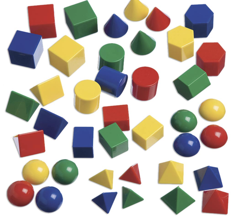 edxeducation Mini Geometric Solids - Set of 40 - 3D Shapes for Math & Geometry - Multicolored Math Manipulatives For Kids - 10 Different Shapes