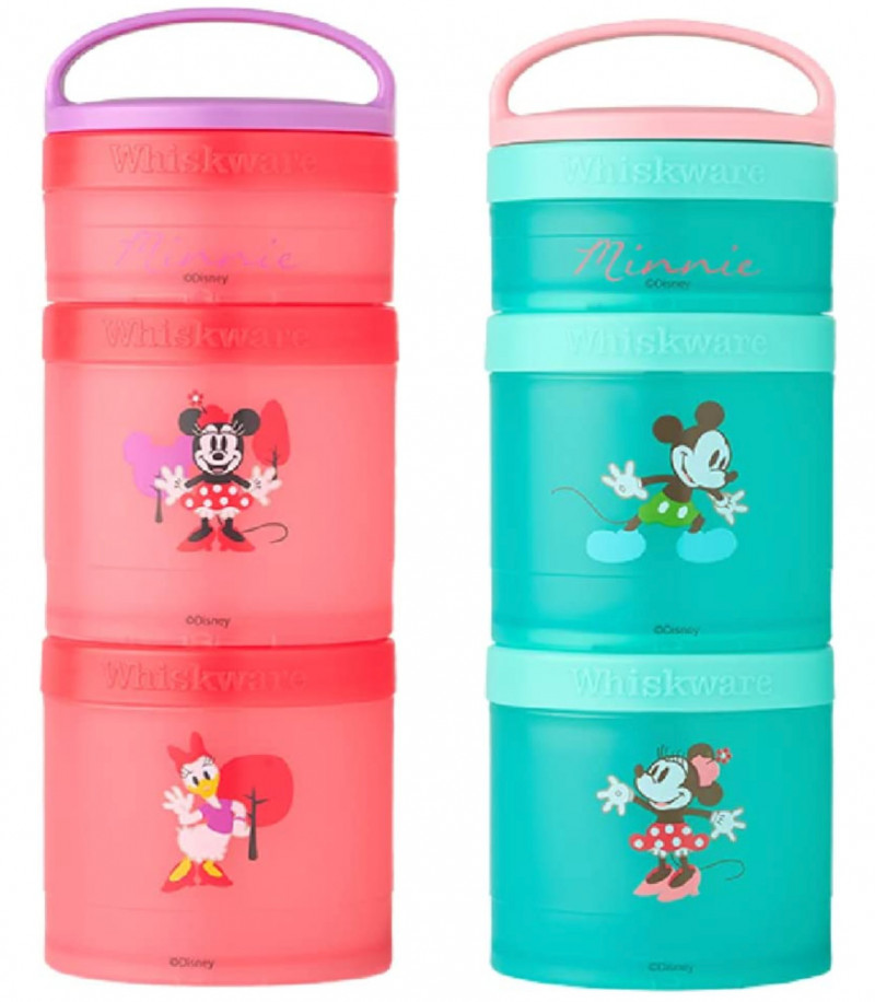 Whiskware Disney Stackable Snack Containers for Kids and Toddlers 3 Stackable  Snack Cups for School and Travel Mickey and Minnie