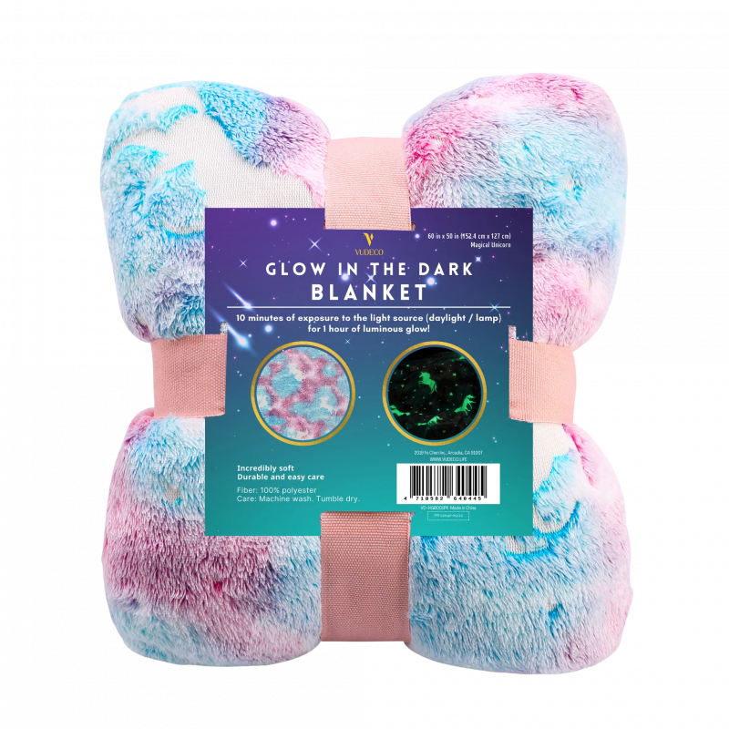 Vudeco unicorn glow in the dark blanket