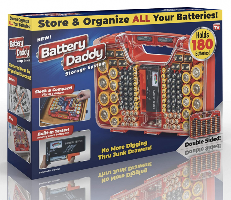 Ontel Battery Daddy 180 Battery Organizer and Storage Case with Tester,