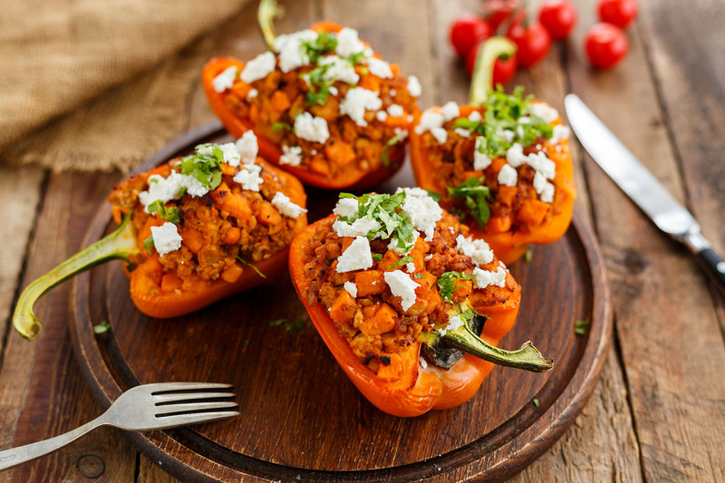 Stuffed peppers on a platters