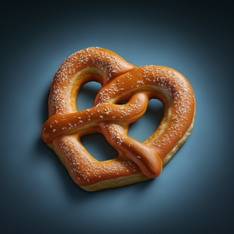 Salty soft pretzel on a blue background