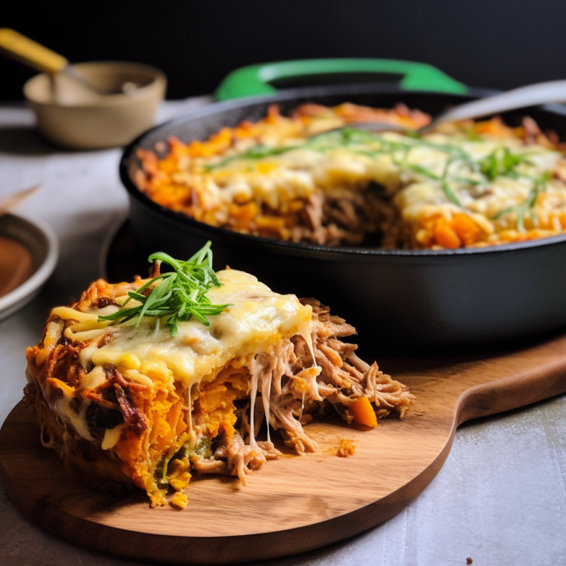 Leftover Pulled Pork Shepherds Pie with a Sweet Potato Crust