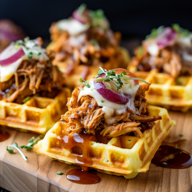 Leftover Pulled Pork and Cornbread Waffle Sliders