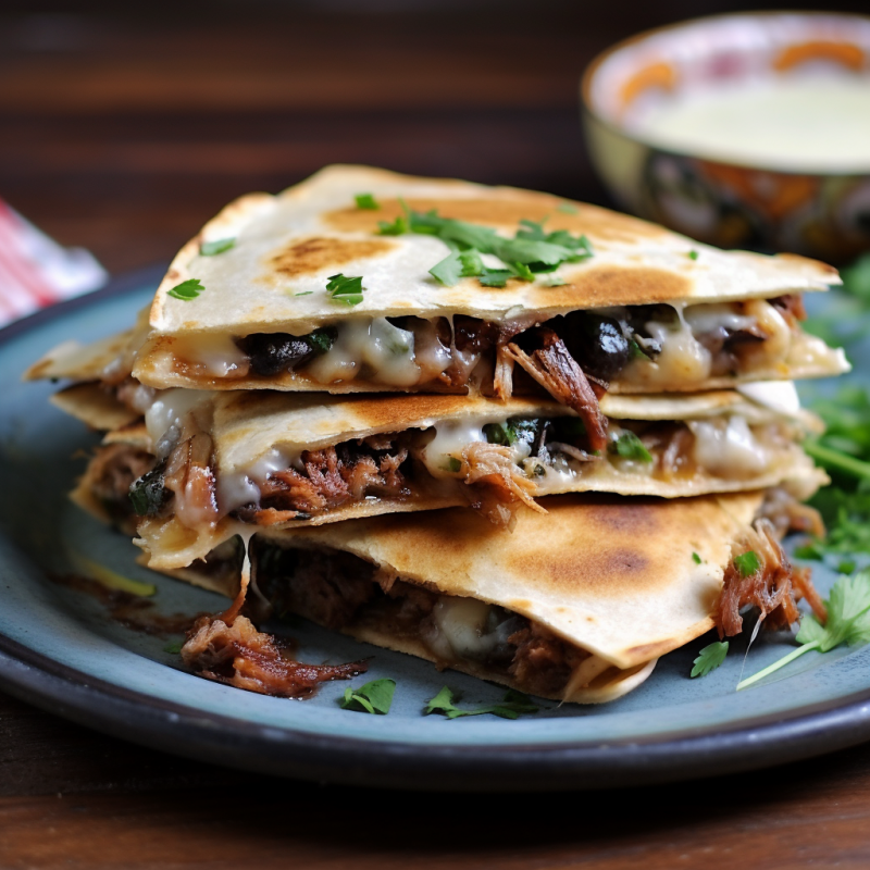 Leftover Pulled Pork and Black Bean Quesadillas