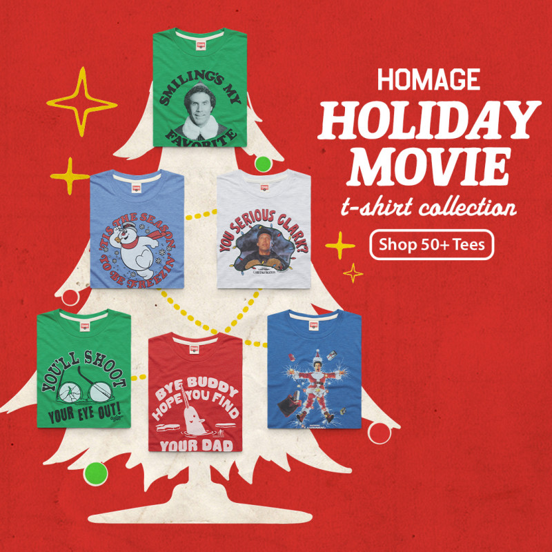 Holiday movie tees homage