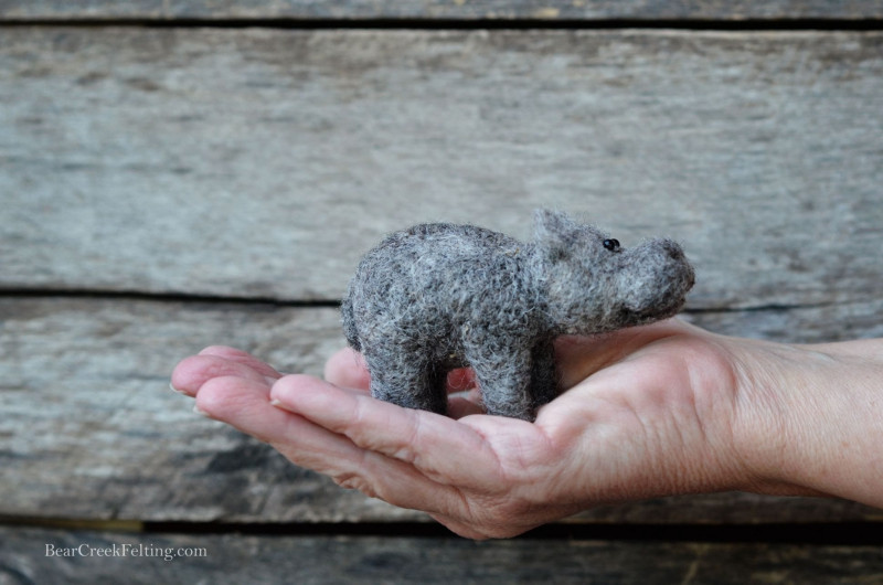 Hippo needle felting kit bear creek felting kit