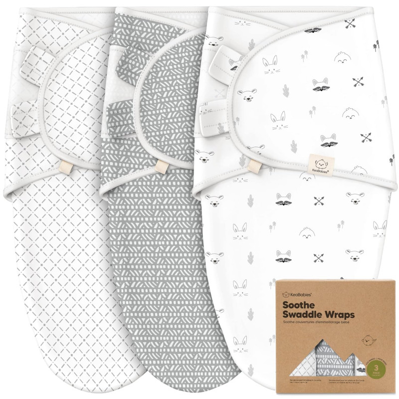 KeaBabies 3-Pack Organic Baby Swaddle Sleep Sacks