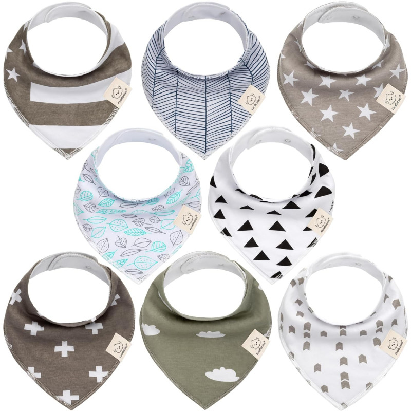 KeaBabies 8-Pack Organic Baby Bandana Drool Bibs