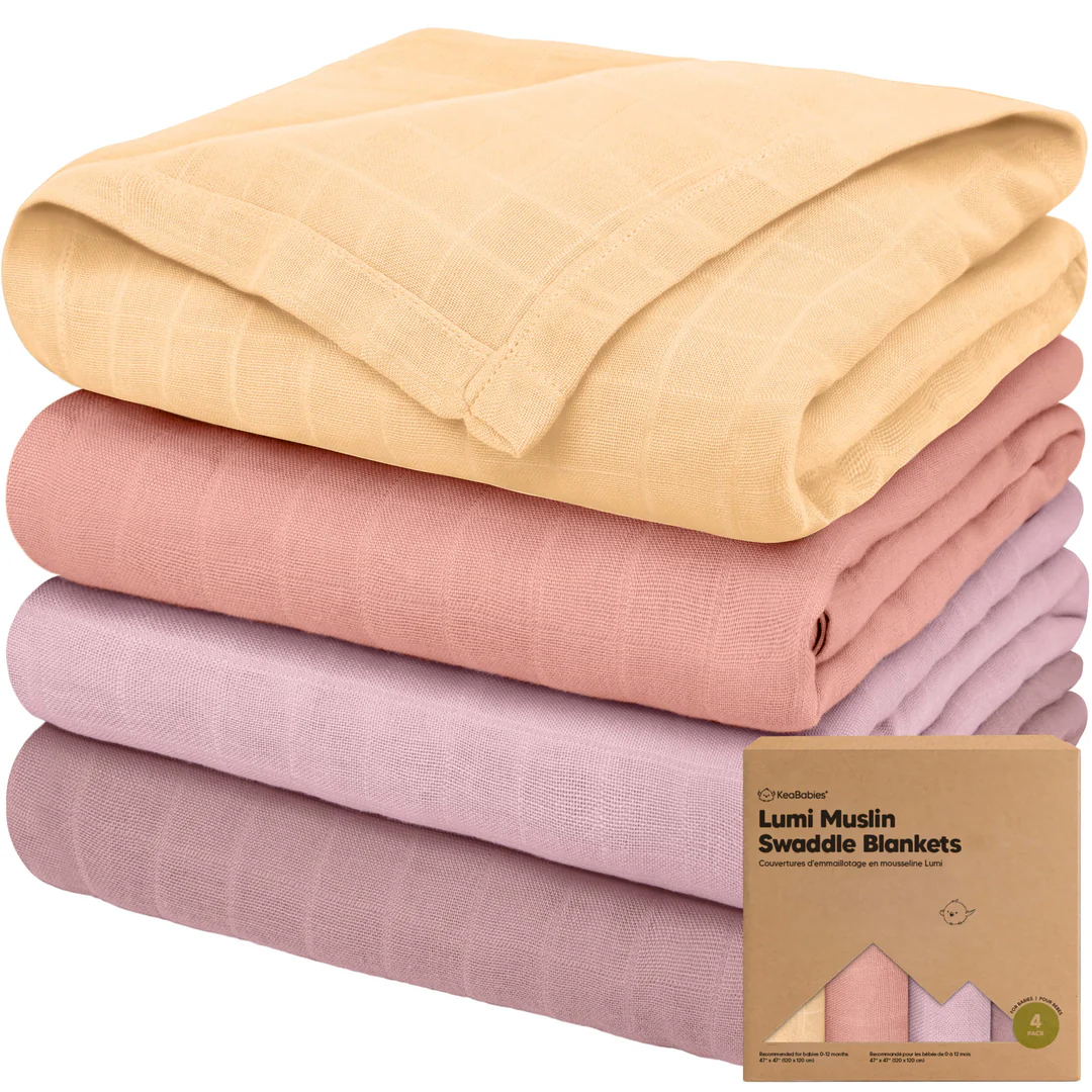 KeaBabies Lumi Muslin Swaddle Blankets (Lavender).