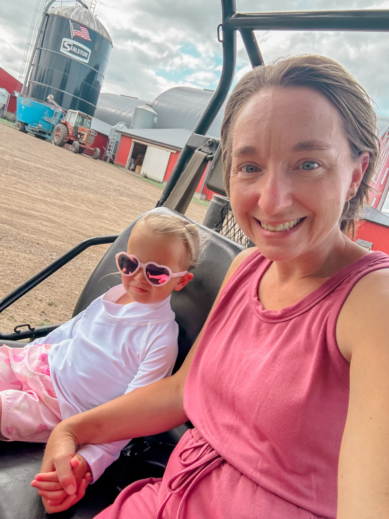 Mom and daughter on farm. Minnesota Summers For Our Farm Family.