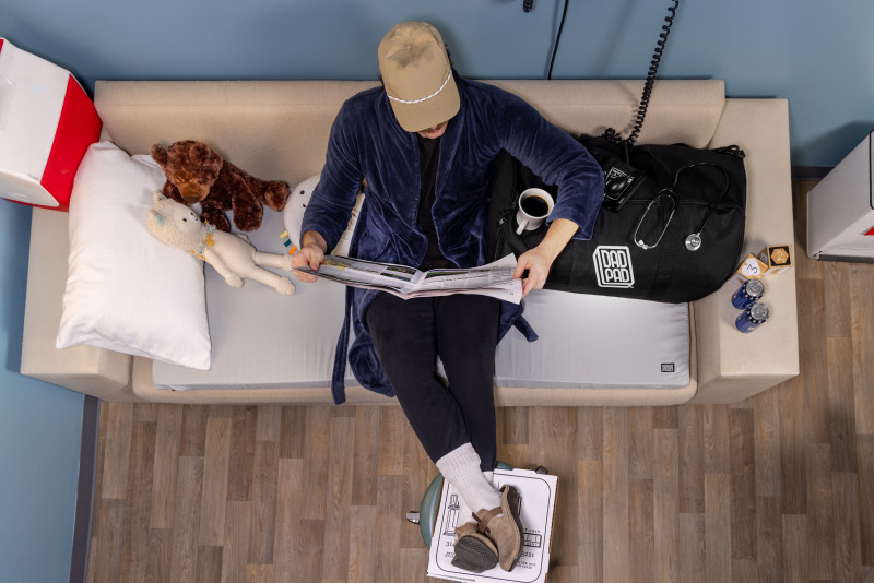 Dad Pad - Be one less pain during labor The world’s first sleep pad designed for the hospital is here. Be the first to gift or get yours.