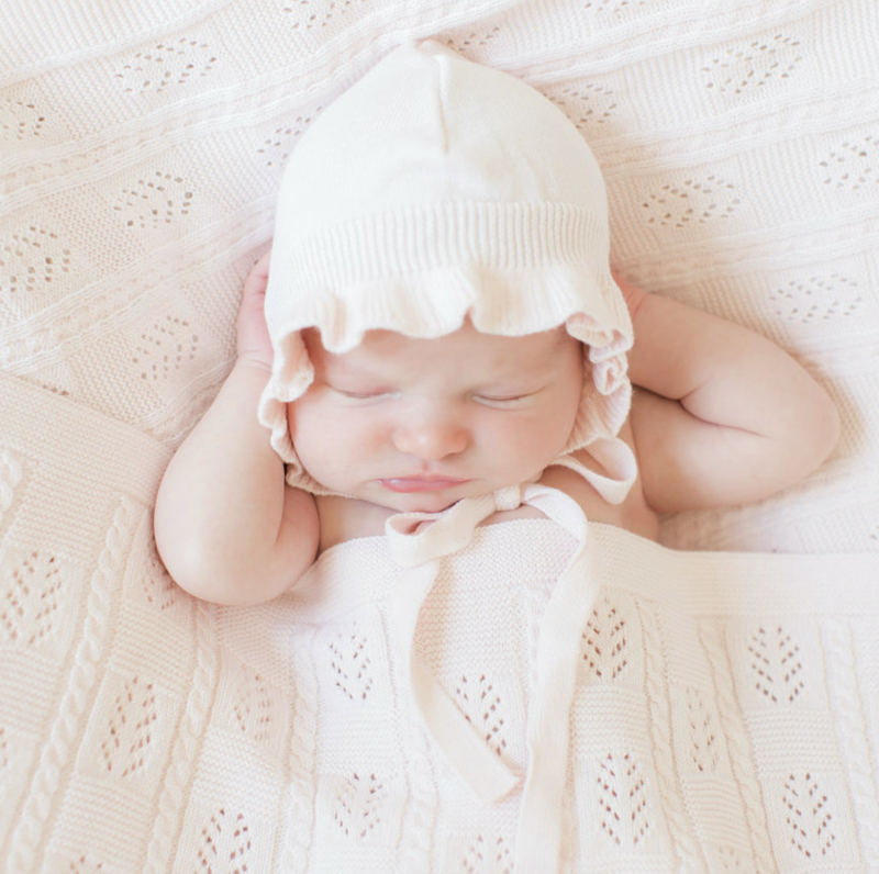 Feltman Brothers Cable Pointelle Knit Blanket.