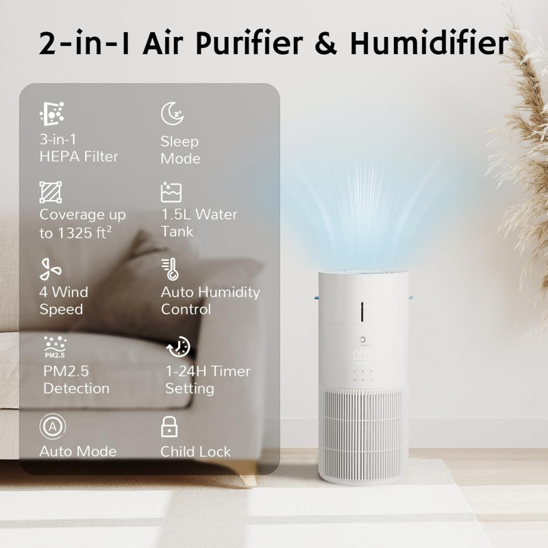 Airthereal 2-in-1 Air Purifier and Humidifier Combo.