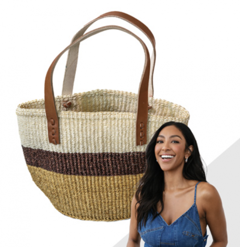 World Vision: “Gathering Goodness” sisal bag featured by Tayshia Adams.