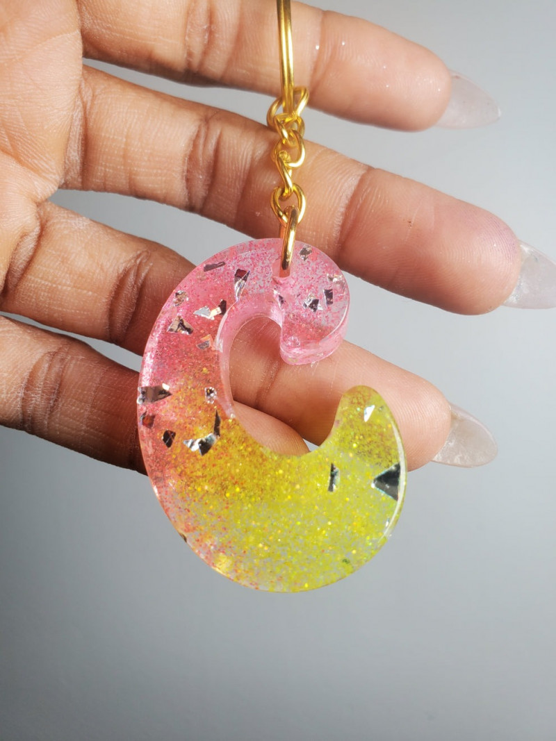 Initial glitter keychain