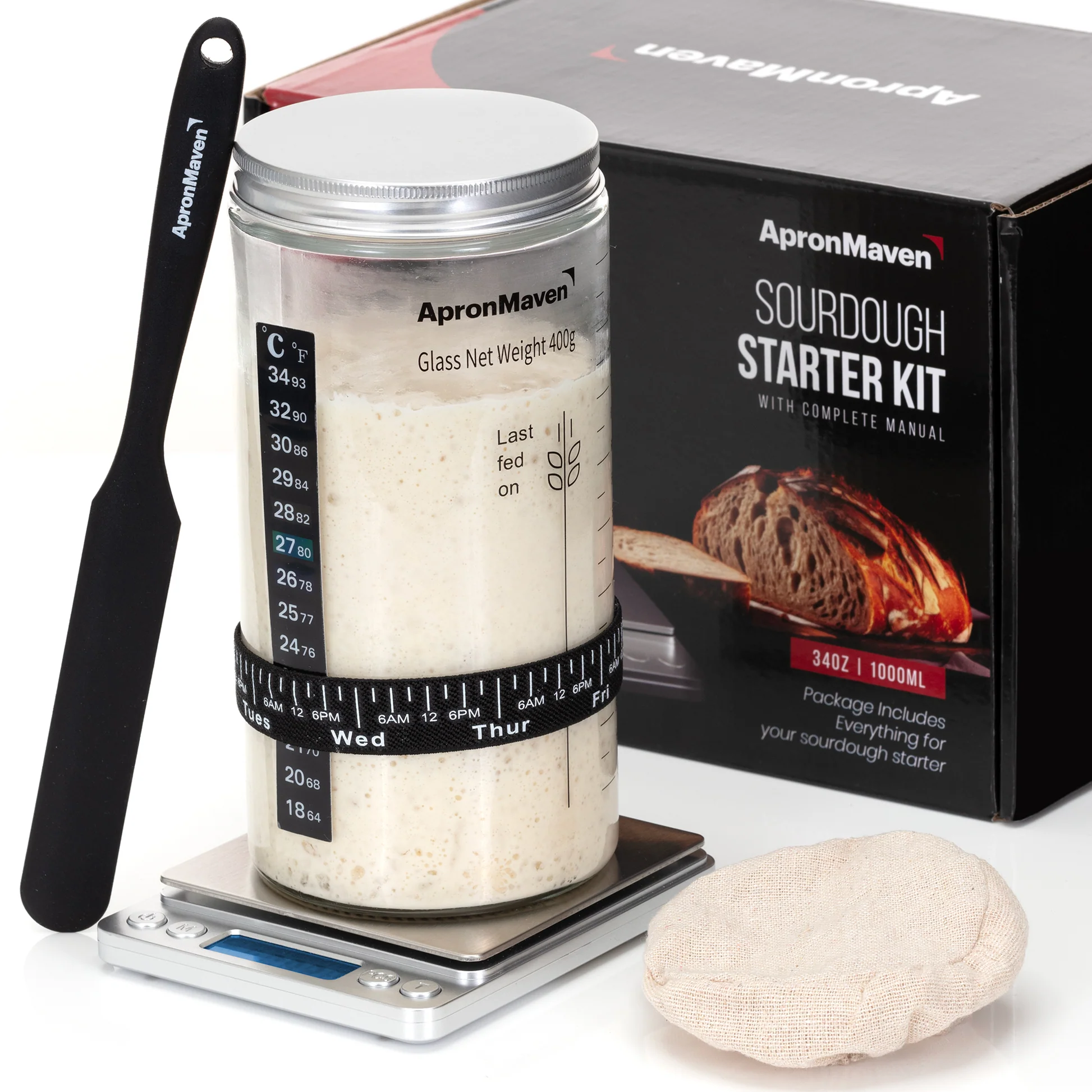 Apron Maven Deluxe Sourdough Starter Kit W/Scale.
