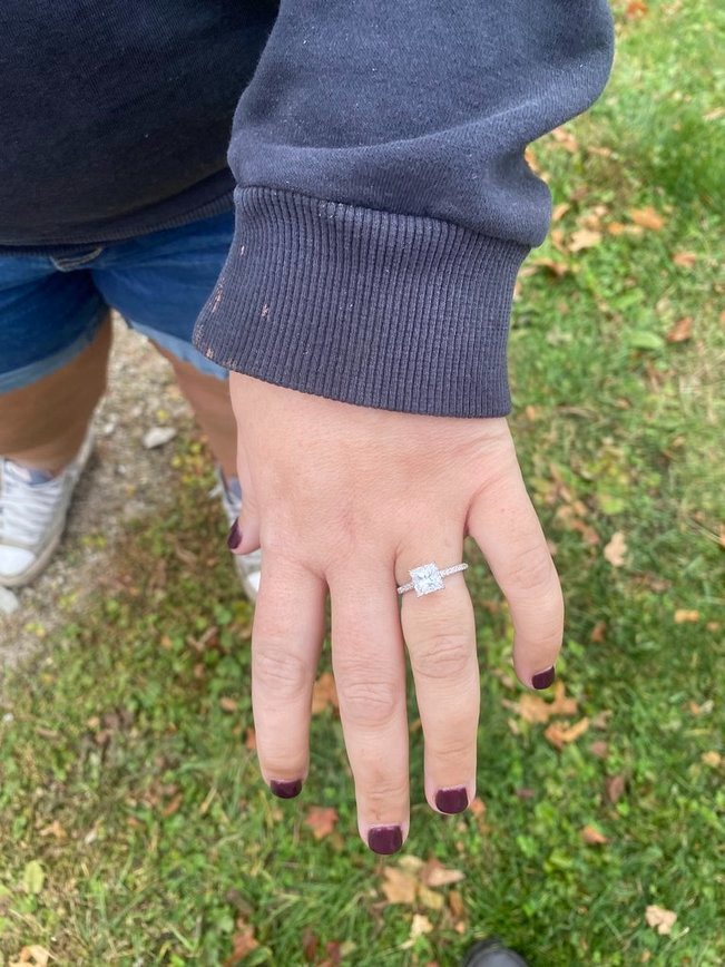 Princess Cut Moissanite Ring with Pavé Band