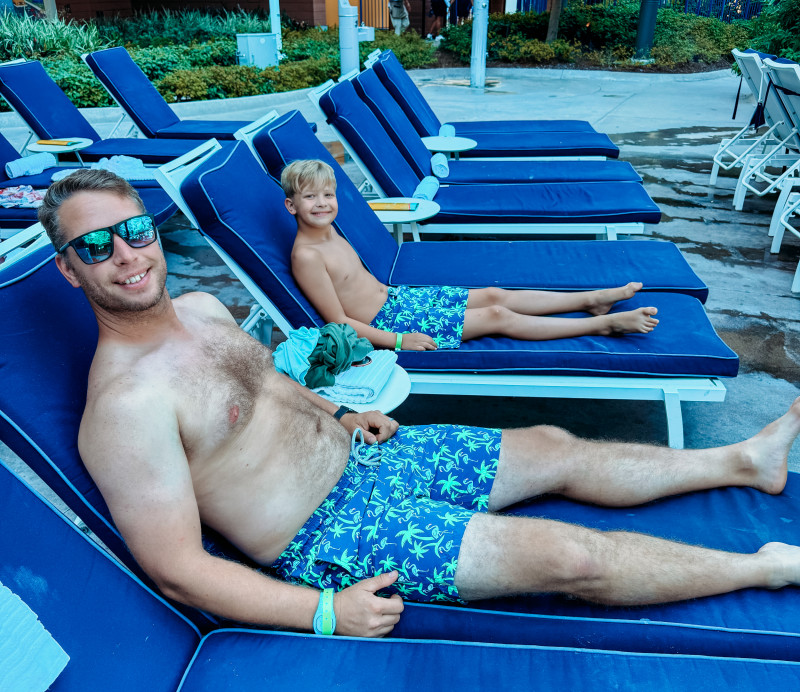 Tom & Teddy matching swim trunks