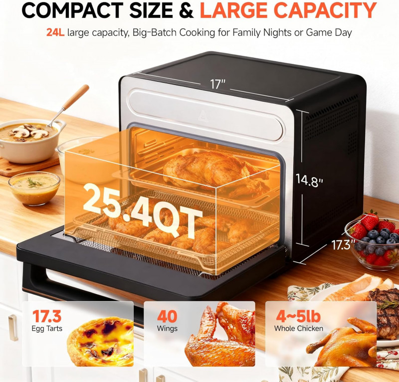 OUNIN 24L Steam and Air Fryer Combo Countertop Oven.