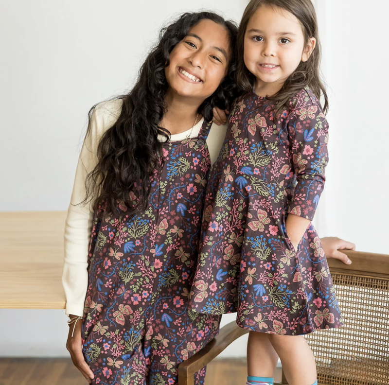Kids Organic Cotton 3/4 Sleeve Twirl Dress.