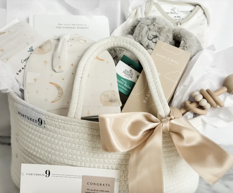 Nurtured 9 Moon & Stars Baby Shower Gift Basket.
