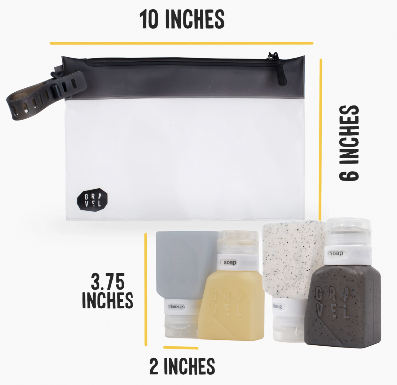 SET | TSA Approved Shower Bag & 4 Bottles.