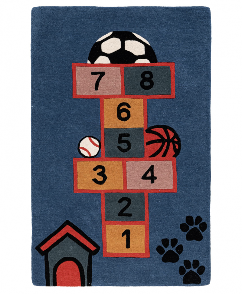 Rugs.com Playtime Kids Wool Hopscotch Rug.