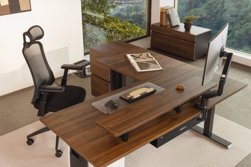 vernal standing l-shaped desk