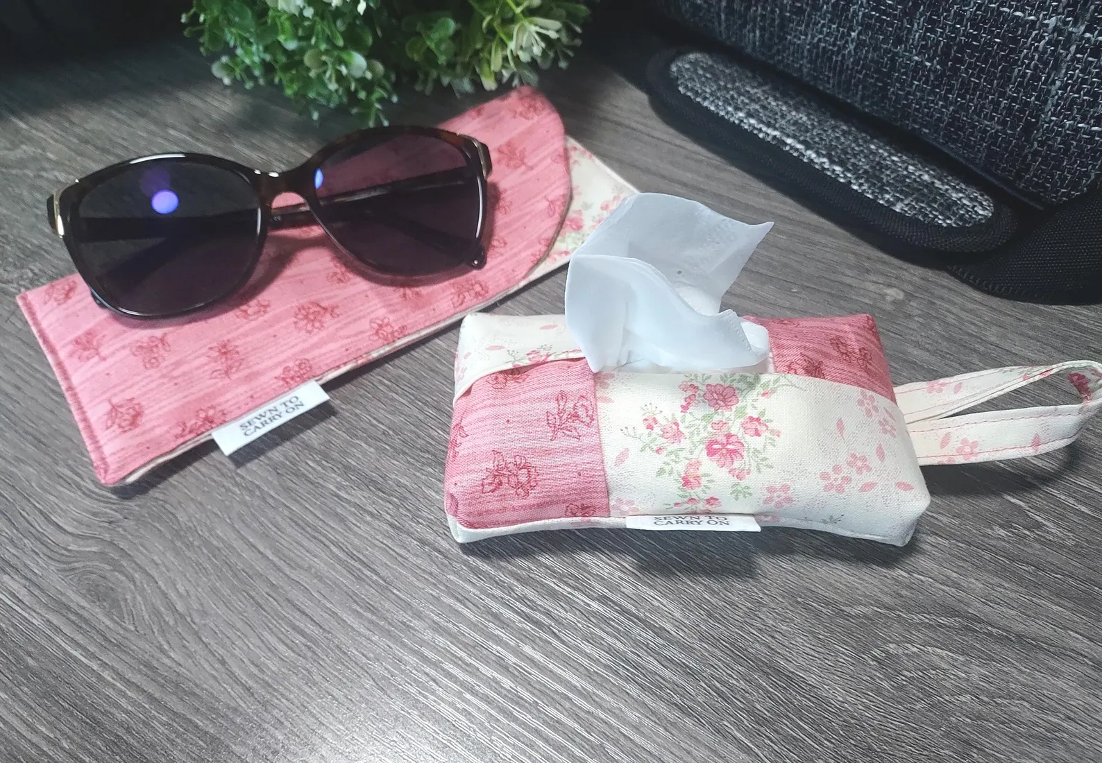 SewnToCarryOn Sunglass Case & Tissue Holder.