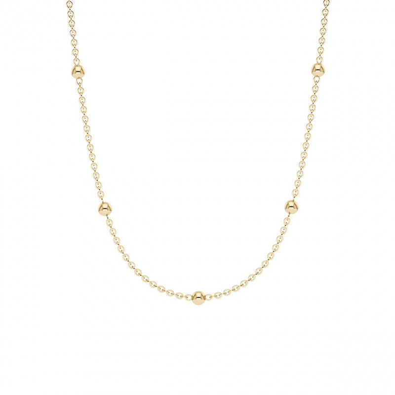 Bead Station Necklace in 14K Gold