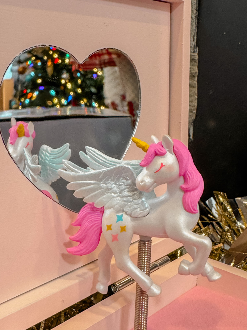 Wooden Musical Jewelry Box with Unicorn for Girls.
