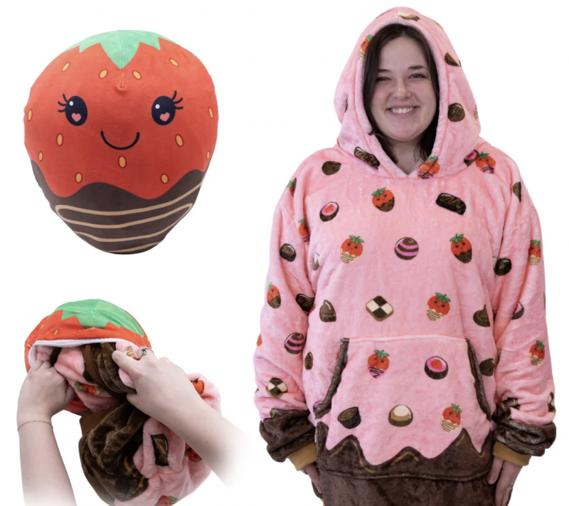 Plushible Chocolate Strawberry Snugible Hoodie/Pillow.