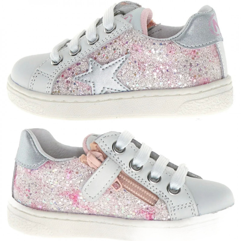 JustShoesForKids.com - Naturino Girl’s Pinn Zip Lace Up Casual Shoes.