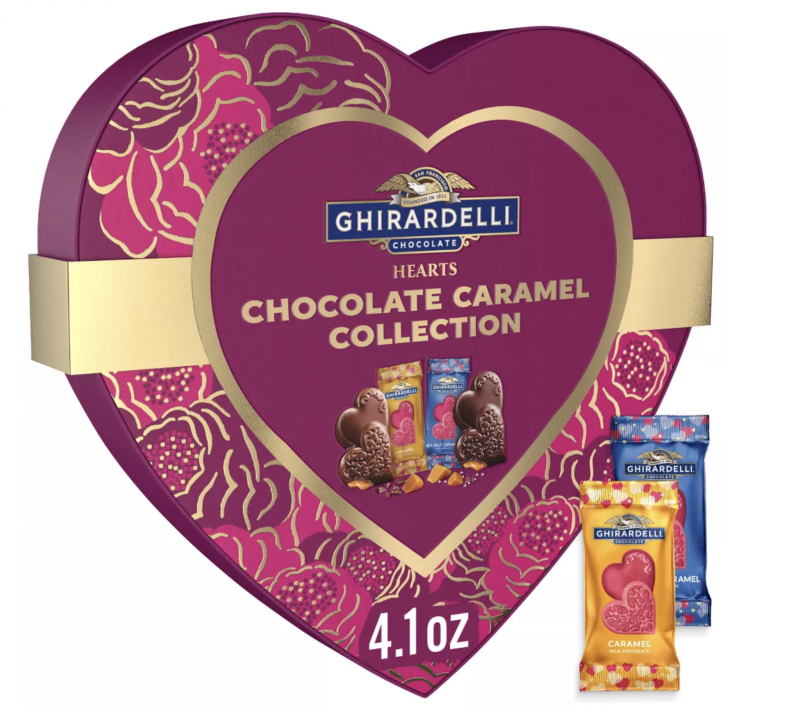 Ghirardelli Valentine's Chocolate Caramel Collection Hearts Box.