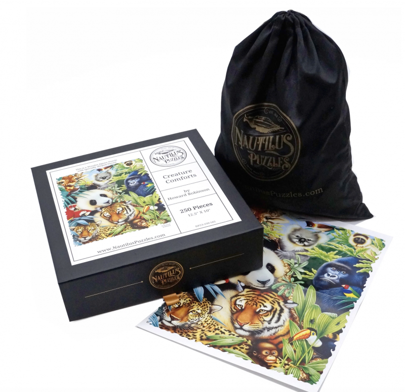 Nautilus Puzzles Creature Comforts (250 Pieces) Wooden Jigsaw Puzzle.