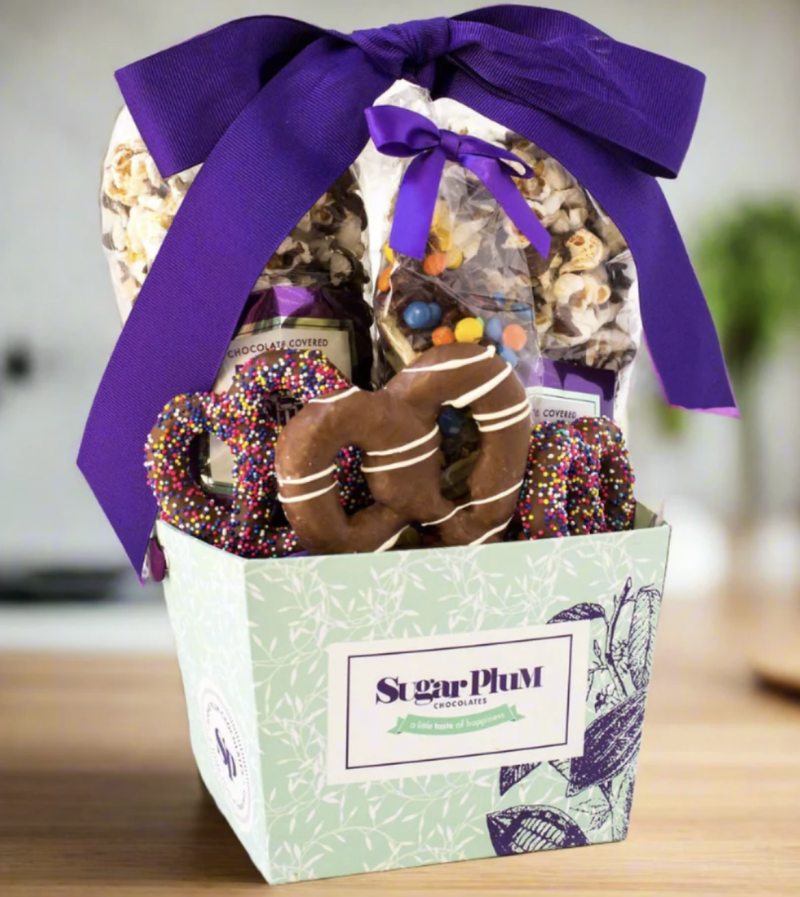 Sugar Plum Gourmet Chocolate Snack Gift Basket.