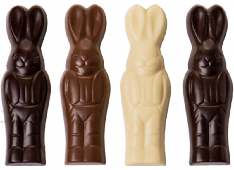 Delysia Chocolatier Narrow bunny molded chocolate.