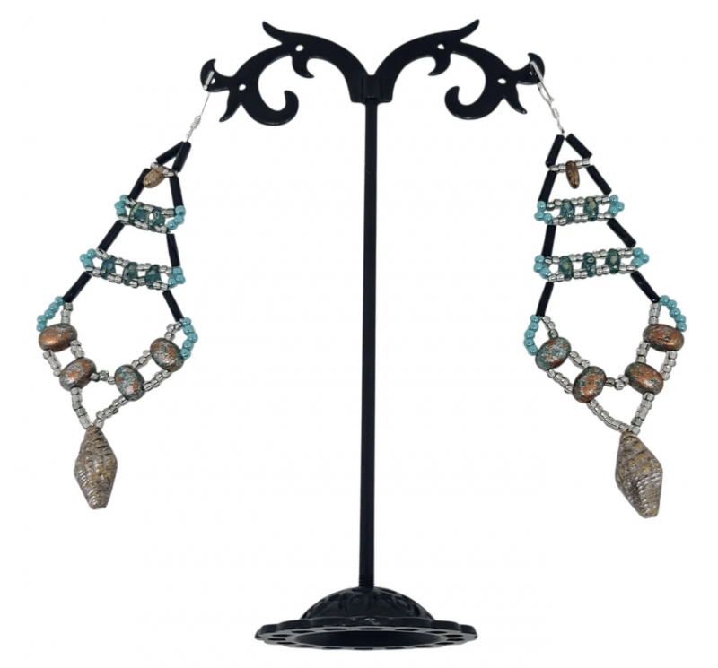 Tsuga Beadwork Deep Current Wild Rise Chandelier Earrings.