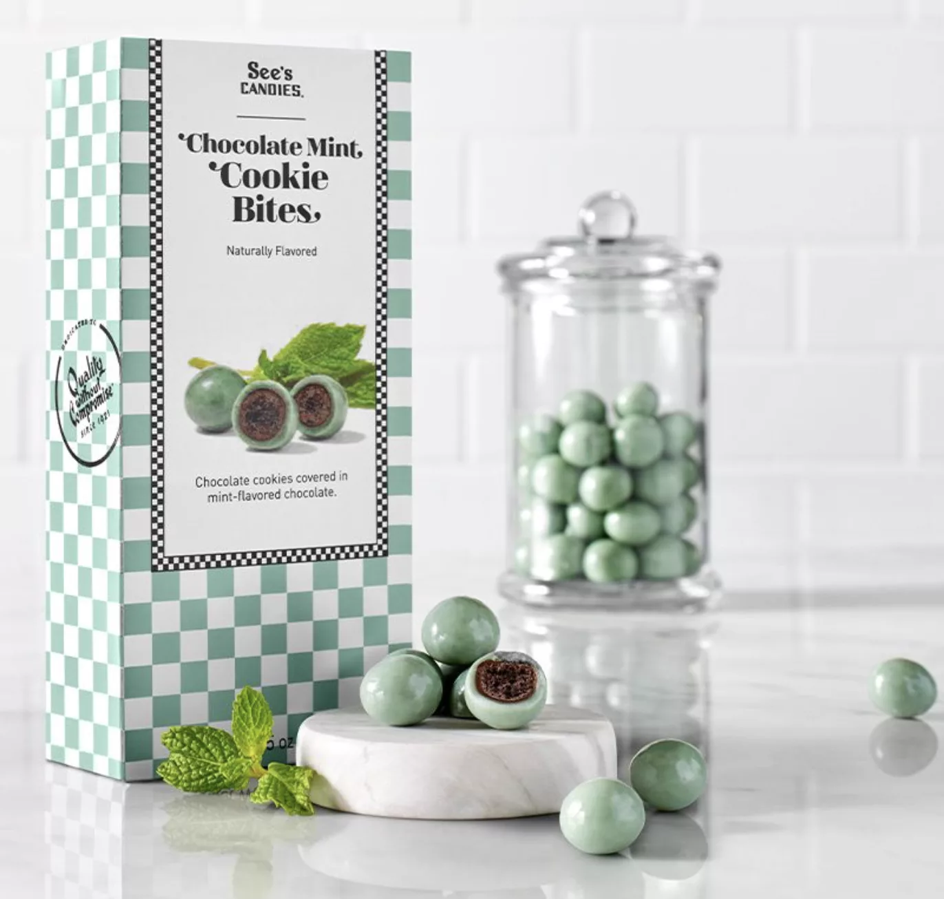 See's Candies Chocolate Mint Cookie Bites.